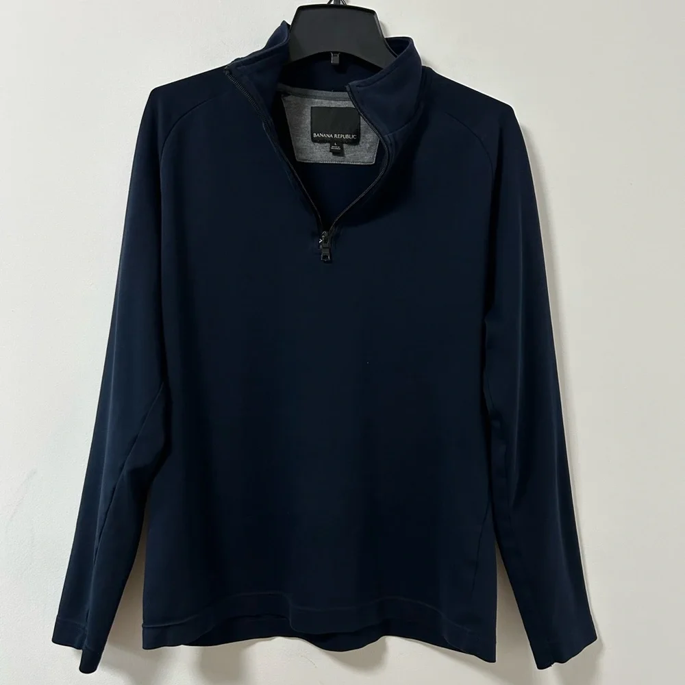 Banana Republic 1/4 zip pullover Navy Blue Men's Sweater sweatshirt large dressy